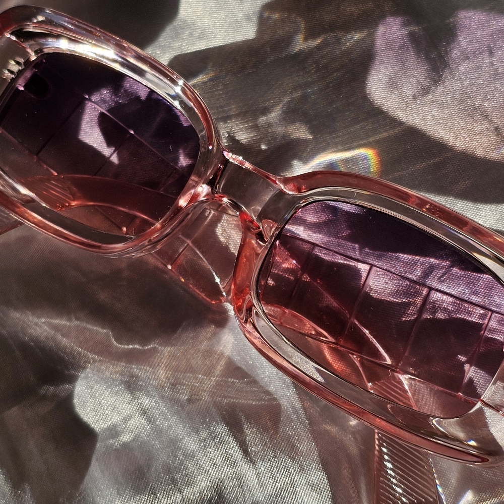 Y2K Pink Rectangle Sunglasses - Picture 2 of 8
